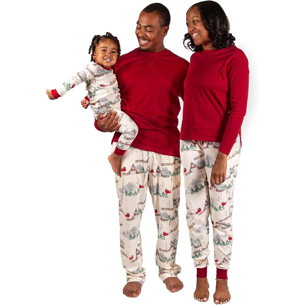 image:imageBurts Bees Baby Matching Family Jammies Organic Cotton Holiday PajamasSantas Sleigh