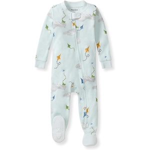 Burt’s Bees Baby Boys Organic Cotton, Snug Fit Footed Sleeper Pajamas | Convenient 2-way zip front sleeper pajama is equipped with non-slip bee grips for active littles on the move(Kite Festival)