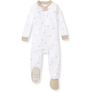 Burt’s Bees Baby Boys Organic Cotton, Snug Fit Footed Sleeper Pajamas | Convenient 2-way zip front sleeper pajama is equipped with non-slip bee grips for active littles on the move(Golden Bee)