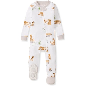 Burt’s Bees Baby Boys Organic Cotton, Snug Fit Footed Sleeper Pajamas | Convenient 2-way zip front sleeper pajama is equipped with non-slip bee grips for active littles on the move(Snow Pups 1-pack)