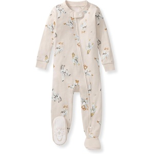 Burt’s Bees Baby Boys Organic Cotton, Snug Fit Footed Sleeper Pajamas | Convenient 2-way zip front sleeper pajama is equipped with non-slip bee grips for active littles on the move(Karate Creatures)